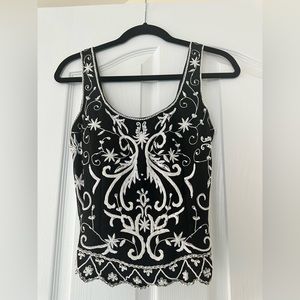 andretta donatello black corset style beaded detail silk top